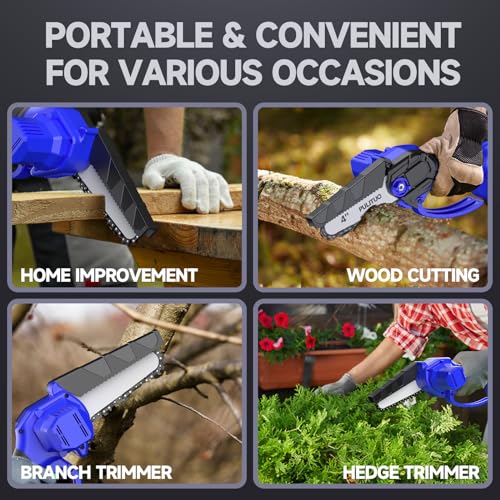 Mini Chainsaw Cordless, 4 Inch Electric Chainsaw Cordless Small Battery Powered Chainsaw, Lightweight Portable Handheld Chain Saw Electric Saw with One Battery for Tree Branches Wood Cutting Pruning - Image 7