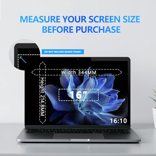 Image of 4-Way Laptop Privacy Screen Shield 16 Inch 16:10 Aspect, Removable 360 Privacy Filter Screen Protector for 16 Inch Laptop Computer, Anti Glare Blue Light Slide Mount Tabs Cover