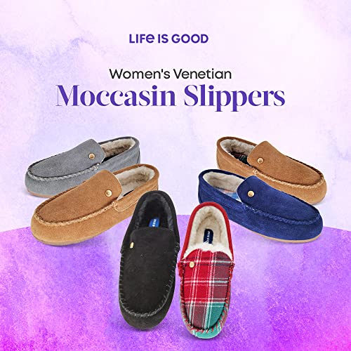 Life is Good Women's Slippers, 302795W - Suede Close Back Indoor/Outdoor Venetian Moccasin Slip-Ons Slipper with Faux Fur or Plaid Lining Cushioned Footbed & EVA Outsoles3