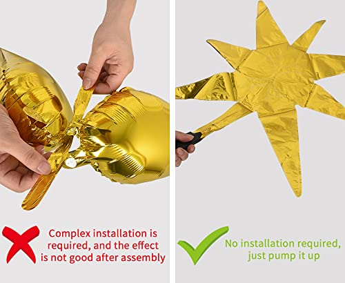 Image of TONIFUL 4 Pcs Explosion Star Balloons Gold Foil Balloon Party Decorations | 22 Inch Large Mylar Star Balloon for Gold Party Decor New Year Christmas Birthday Wedding Baby Shower Photo Booth Supplies
