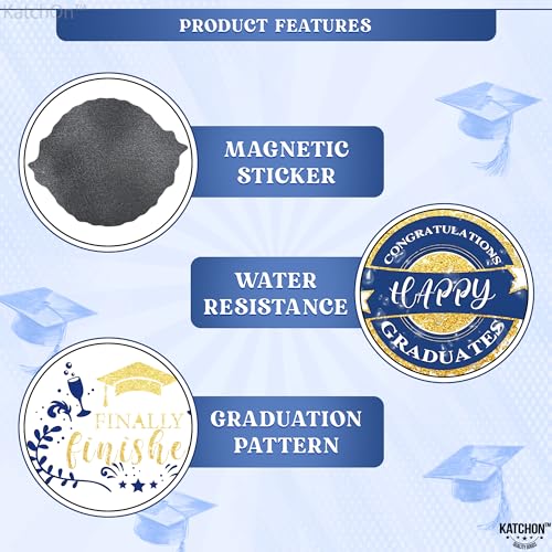 Image of KatchOn, Blue and Gold Graduation Car Magnets with Balloons - Pack of 45 | Car Graduation Decorations Class of 2026 | Car Magnet Decorations for Parade, Car Decorations for Graduation Decorations 2026