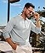 Lexiart Mens Knit Polo Shirts Long Sleeve Quarter Zip Polo Casual Fashion Slim Fit Golf Shirts Light Grey