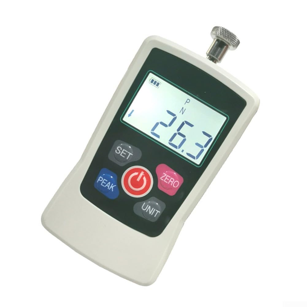 Medidor digital de fuerza de empuje y tracción 50 N con alarma de retroiluminación para control de calidad y pruebas de materiales, 124 x 60 mm (50 N)