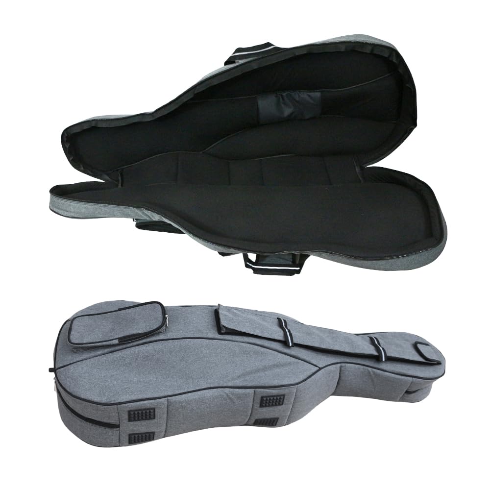 Custodia per violoncello 4/4 per violoncelli elettrici classici, resistente, impermeabile, con cinghie, imbottitura in schiuma ad alta densità, fodera in velluto, tasche in colofonia per