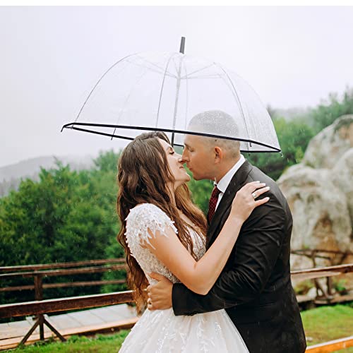 Eaone 24 Pack Clear Umbrella, Wedding Rain Transparent Bulk Umbrella Windproof Auto Open J Hook Handle Stick Umbrellas Sturdy Durable For Men Women Children #TOP5