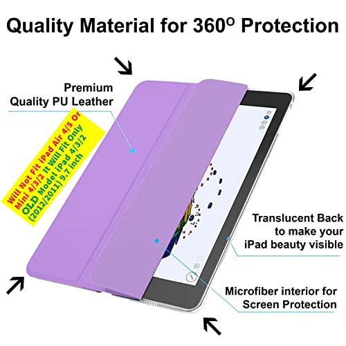 Image of DuraSafe Cases for iPad 4 iPad 3 iPad 2-9.7 Inch [ iPad 4th / 3rd / 2nd ] A1396 A1416 A1430 A1403 A1458 A1459 A1460 A1395 A1397 Trifold Hard Smart PC Translucent Back Cover - Purple