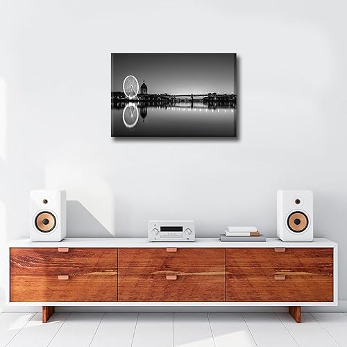 Vista 337 de 1 lienzo decorativo para pared, ferrocarril a través del bosque de pinos con niebla, decoración moderna para el hogar, sala de estar, arte de pared