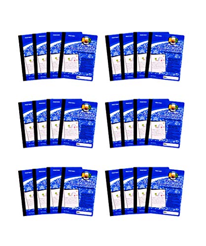 Mintra Primary Composition Notebook, 24 units 6-4 Pack, Blue Cover, 80 Sheets, 7.5in x 9.75in, 1/2 Sheet, Ruled with Drawing Area, Flexible Hardcover Journal, Grades K-2, School & Home Use