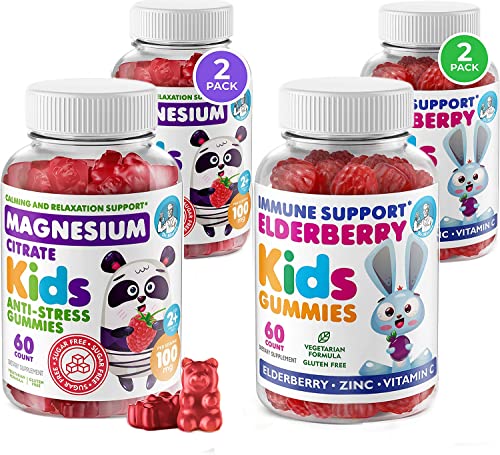 Kids Magnesium Gummies Sugar-Free (2 Pack) And Elderberry Gummies For Kids (2 Pack) #TOP28