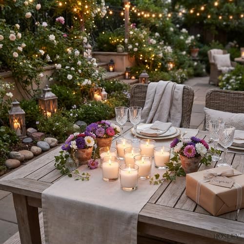Image of 48-Pack Clear Glass Votive Candles - 10-12 Hour Long Burn, Unscented, Ivory, Bulk Set for Weddings, Events & Table Centerpieces - Hosley