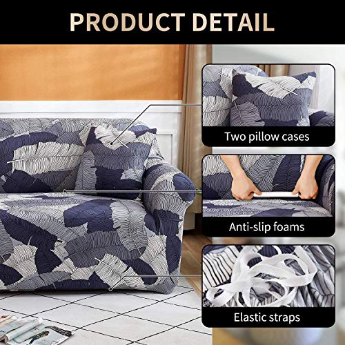 Housse de canapé 3 places tissu doux durable motif géométrique gris - 3