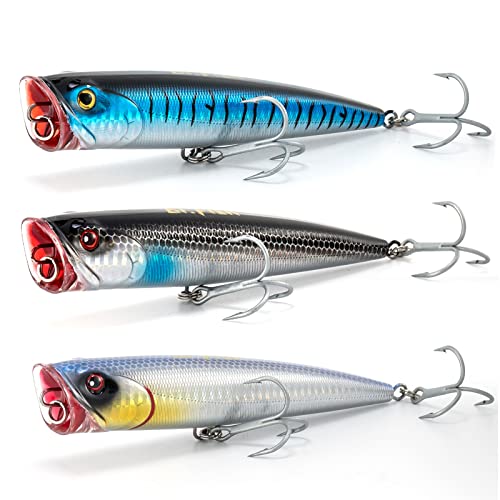 Dr.Fish Topwater Popper Saltwater Fishing Lures, 4 Inches GT Popper VMC