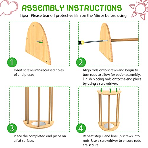 Image of Bamboo Chicken Perch with Mirror, Strong Roosting Bar for coop and brooder, Training Perch for Large Bird, Hens, Parrots, Macaw, Easy to Assemble and Clean, Fun Toys for Chicken