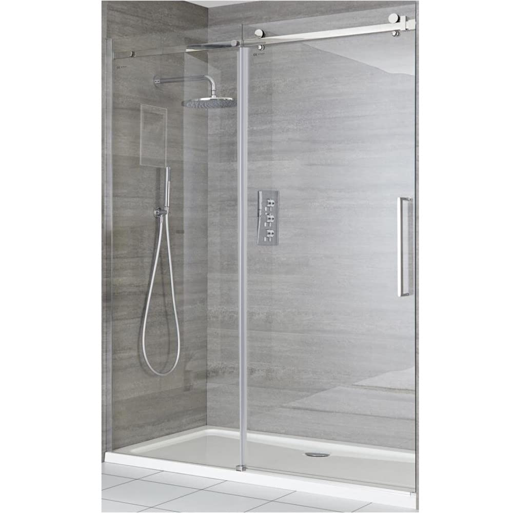 Milano Chrome Portland 1500Mm Reversible Frameless Sliding Shower Enclosure Door