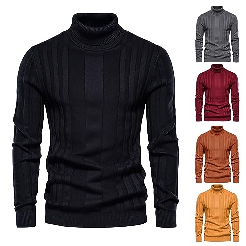 Mens Turtleneck Sweaters Casual Long Sleeve Cable Knitted Plus Size Pullover Fashion Comfy Knitwear Warm Tops2
