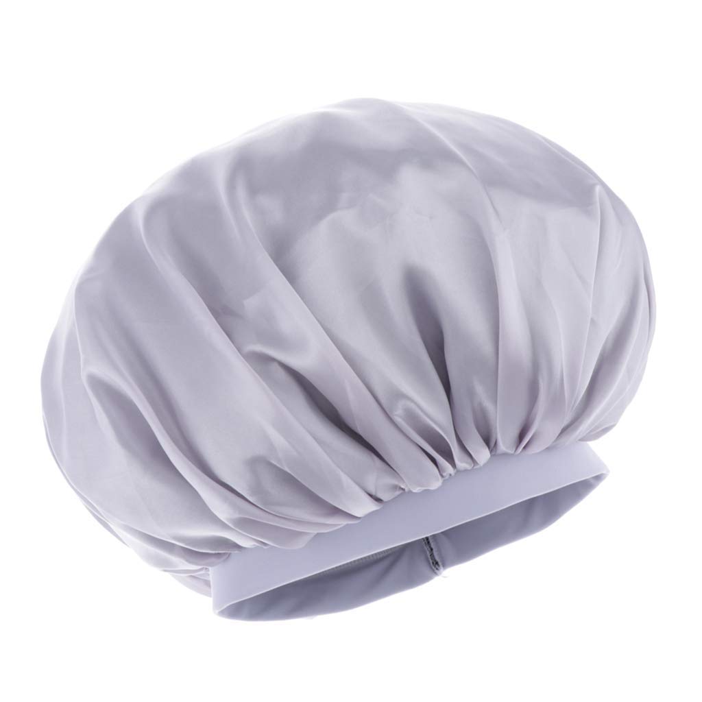 CONGGE CUTICATE Adjustable Soft Satin Sleeping Cap Salon Bonnet Night Hat Hair Loss Caps for Women Men Kids - Choice of Colors (silver,6 1/8-6 3/8)