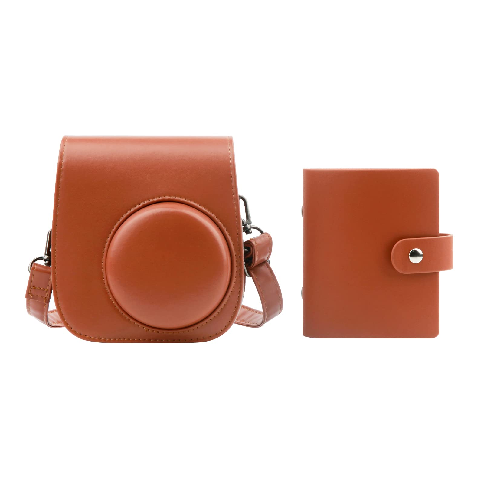 Protective Camera Case for Fujifilm Instax Mini 11 12 9 Instant Camera with Instax Mini Album, Photo Album for Fujifilm Instax Mini Camrea, PU Leather Bag Cover with Removable Adjustable Strap, Brown-image-40