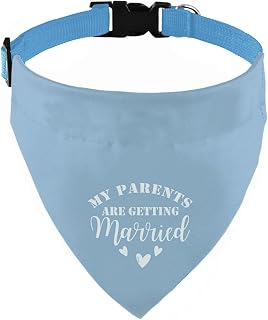 My Parents are Getting Married Dog Bandana with Adjust Buckle, Wedding Announcement Dog Bandana, Adjustable Pet Collar with Quick Release Buckle for Small Medium Large Pet (Blue)