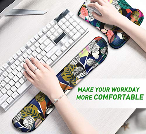 Mouse Pad with Wrist Support Ergonomic Gel, Keyboard Wrist Rest for Computer Keyboard with Raised Memory Foam for Desktop/Laptop/Notebook, Red Black Floral - Thumbnail 4