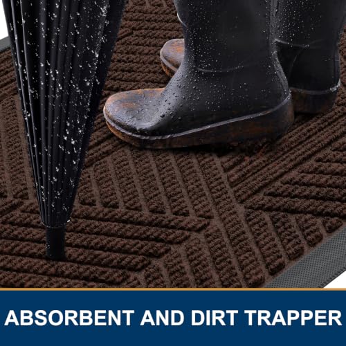 Image of Smiry Front Door Mat Outside Entrance, Low Profile Rubber Doormat, 33x21