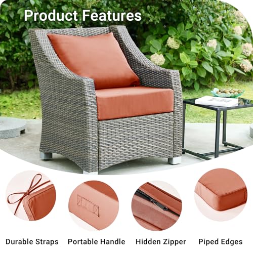 Image of IPYNBAP Outdoor Cushions for Patio Furniture,Outdoor Seat Cushion Set 24 x 24 x 4 Inch,Waterproof & Fade Resistant Outdoor Chair Cushions,Deep Patio Chair Cushion with Removable Cover,Spice