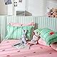 Kinder Wassermelone Bettdecke, Moderne Geometrische Streifen Bettwäsche-Set 135x200 Pink Girly Doppel Bettbezug Für Mädchen Jungen Frauen Schlafzimmer, Atmungsaktive Grüne Bettbezug Mit Eckbändern