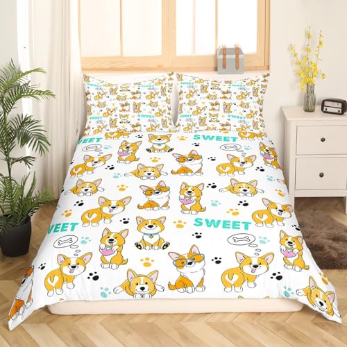 Housse de couette double corgi le cadeau idéal pour chambre d'enfant