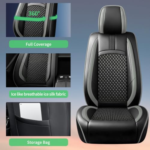 Image of Fit Outback Car Seat Covers for Subaru Outback 2010-2024 2025 2026-Upgraded Premium Waterproof & Breathable Leather, Airbag Compatible, All-Weather Seat Cushion Protector,Full Set,Grey
