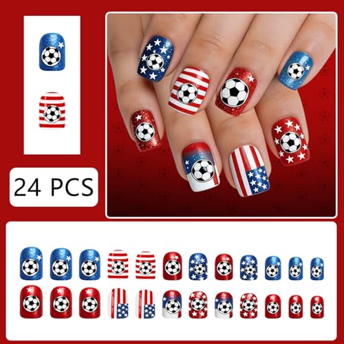 American Flag Press on Nails - July 4th Acrylic Nails