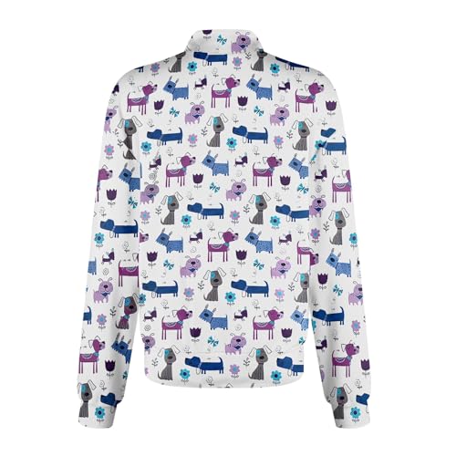 Scrub Jackets for Woman Zip Up Long Sleeve Tops Print Plus Size Womens Scrubs for Women Nursing Shirts with Pockets