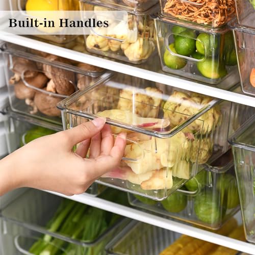 MineSign 4Pack Clear Storage Bins with Lids Divided Refrigerator Organizer with Handles Fridge Container for Fruits and Vegetables Food Storage Boxes for Snack Cans Pantry Cabinet Organization - Thumbnail 3