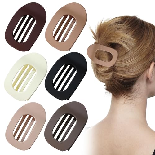 Fermagli per capelli da donna, sottili, set piatto, fermagli per capelli da donna, in tinta unita, clip per capelli (6 tinta unita)