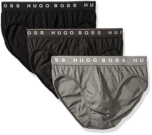 Hugo Boss Men's Cotton 3 Pack Mini Brief, Charcoal/black/Dark Grey, Medium