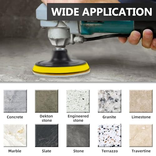 Image of 4 Inch Diamond Polishing Pads, 22 PCS 50-8000 Grit Wet /Dry Granite Stone Polish Pad Kit with 5 /8''-11 Backer Pad, Drill Adapter and Wool Disc for Granite Marble Concrete Stone Tile