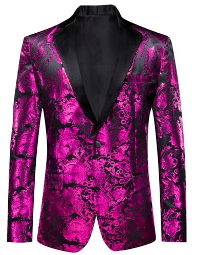Image of Barry. Wang Men's Sport Coats & Blazers Flower Suit Jacket 1 Button Paisley Tuxedo Mardi Gras Carnival Parade Gift