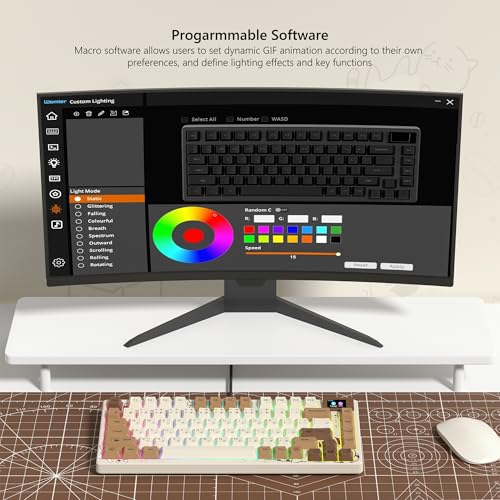 Image of Womier SK80 Retro 75% Keyboard with Color Multimedia Display Mechanical Gaming Keyboard, Hot Swappable Gasket Mount RGB Custom Key Board, Pre-lubed Stabilizer for Mac /Win,Coffee Cat