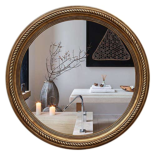 MKYOKO Espejo Retro de Pared, Espejo Redondo Grande de 31 Pulgadas con Marco de Bronce, Utilizado para decoración de Pared, Espejo de baño