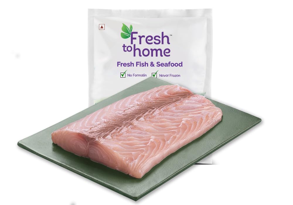 freshtohome seer fish/neymeen/surmai/vanjaram | boneless fillet | 250g to 270g pack | fish size: 750g to 2kg | fresh | never frozen