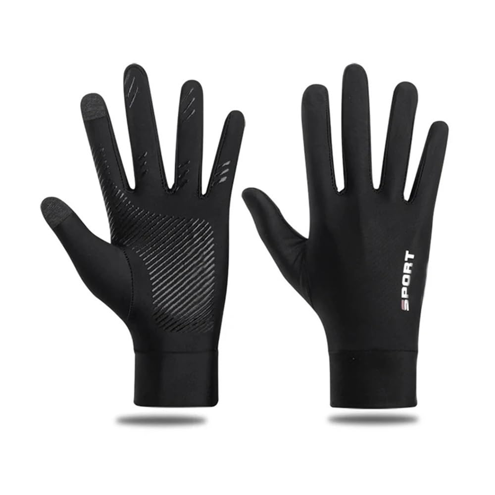 Pipisweet Unisex Black Summer Ice Silk Touchscreen Anti Slip Gloves Outdoor Fishing Waterproof Sunscreen Gloves Bicycle Gloves(L)