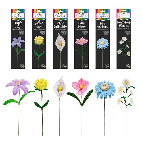 WeVeel Cozy Craftworks Chenille Stem Flower Craft Kit for Adults