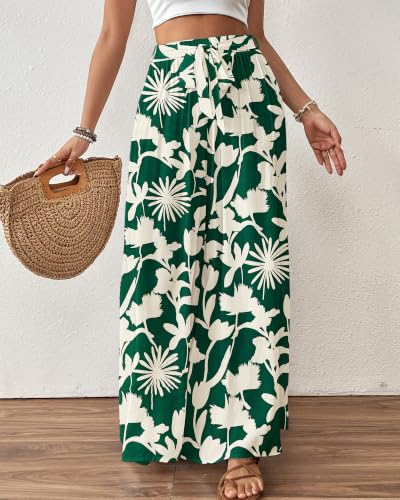 Image of Bsubseach Women Wide Leg Pants Floral Flowy Palazzo Pants