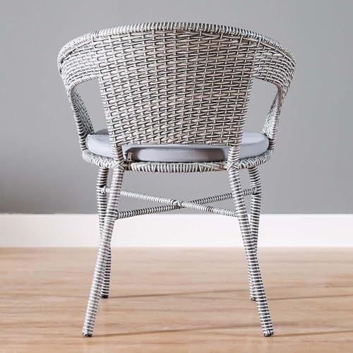 Image of Designer 2 Chair 1 Table with Cushion for Garden /Balcony /Terrace /Coffee /Poolside /Conversation Set /Patio Wicker Seating Chair and Table Set Outdoor Furniture (D-12 Grey 2+1)