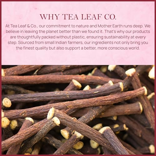 Image of Tealeaf & Co. Licorice Root Tea Blended with Organic Spices - Pure Herbal Tea Bags with Cardamom, Ginger, Cinnamon Sticks & Licorice Root Extract - Low Caffeine - Gluten Free - 50 Teabags