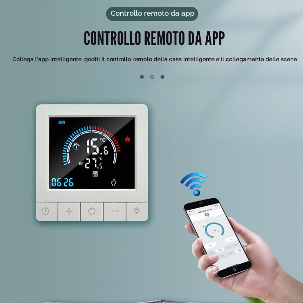 Termostato Digitale Programmabile con Blocco Bambini Display LCD WiFi Sensore NTC Riscaldamento Elettrico Regolatore di Temperatura a Pavimento Caldo Termostato a Parete Intelligente per Home Office