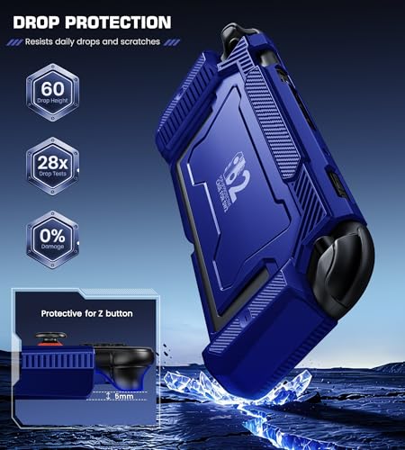 Image of Dockable Blue Case for Nintendo Switch 2,[Exclusive Pop-up Joy-Con Quick Release][Military-Grade Protection][Stand Compatible] Switch 2 Protective Case with Ergonomic Grip, Shell for Switch 2 Console