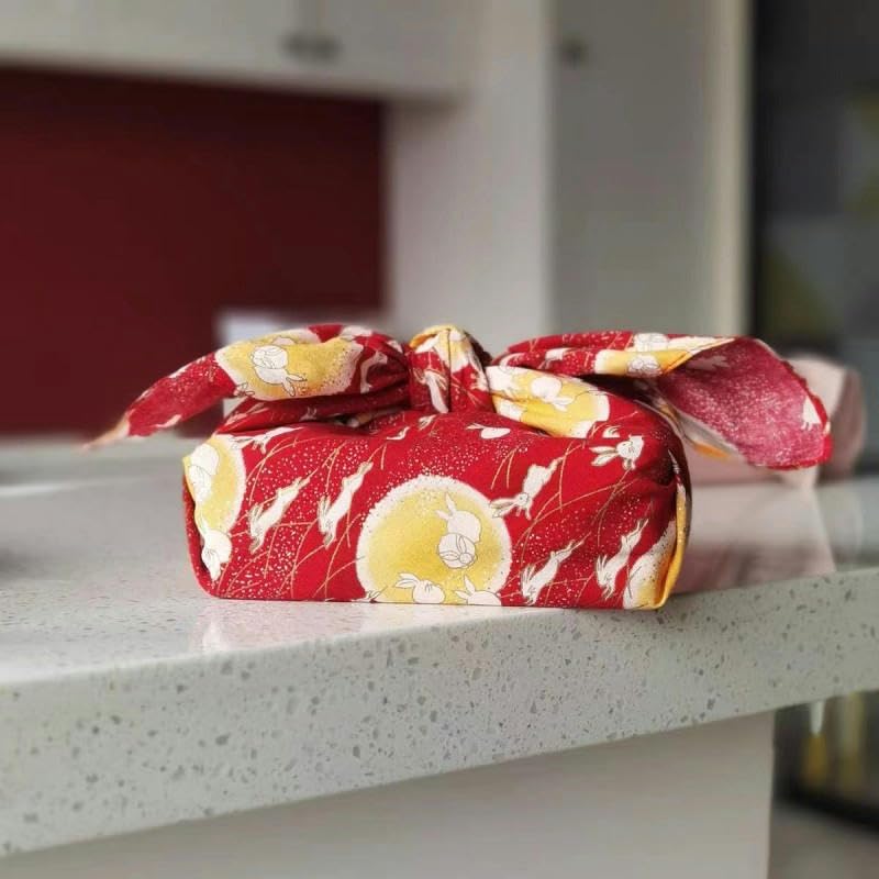 Japan Wrap The Cloth Cotton Line, 55 * 55CM 6/12PCS Chang'e & Moon wielokrotnego użytku ściereczka do pakowania(Red,55 * 55cm 12PCS)