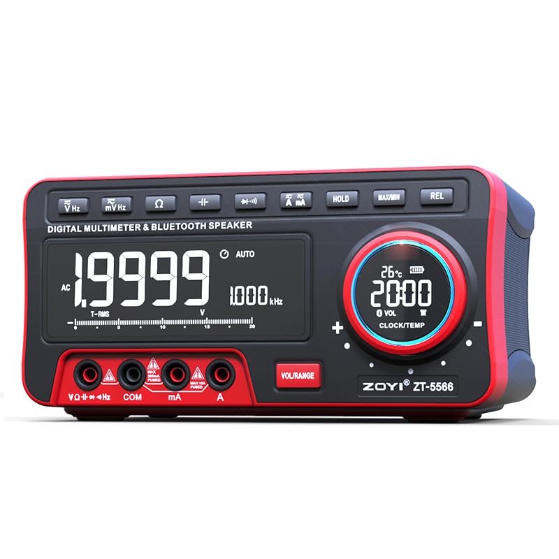 Electronic Spices ZT-5566 19999 Bluetooth Speaker 5-in-1 Digital Multimeter with Regular Temperature & Clock + Alarm Clock-image-46