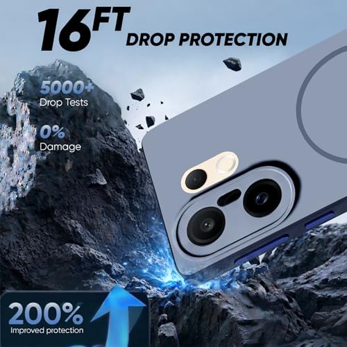 Image of KARWAN Slim Shockproof Back Case Cover Compatible with Vivo X200 FE,Dual Layer Armor Protection with Matt Finish, Heavy Duty Cover with Magnetic MagEase Wireless Charging (Blue)