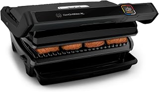 Tefal OptiGrill Elite XL Kontaktgrill, automatische Garzeitanpassung | 16 Programme, digitales Display mit Garstufenanzeige, abnehmbare XL-Platten, Elektrogrill, schwarz, GC760812