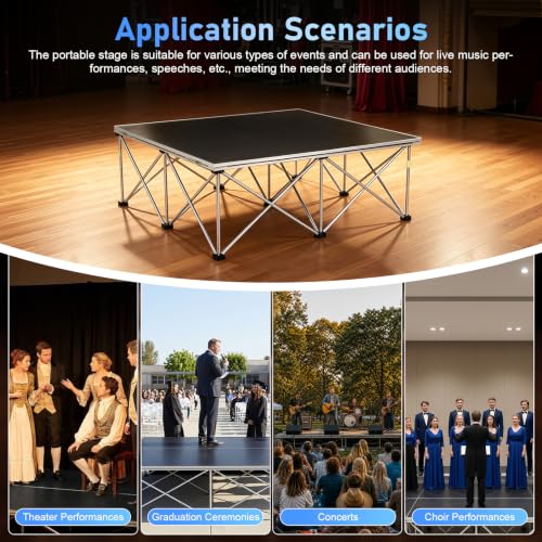 Image of 4x12ft Heavy Duty Portable Stage Platform, 1540 lbs Capacity Modular Stage